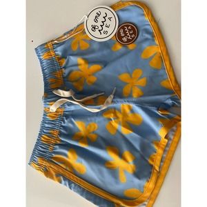 Kid’s Boardie Watershorts in Light Blue Plumeria